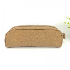 Khaki staring fashion printing leather+polyester pencil pouch pen case with zipper closure with drawstring design large capacity cosmetic bag organizer great gift for men women for office business school stationery supplies