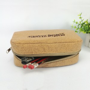 Square cube shape khaki staring fashion printing leather+polyester pencil pouch pen case with zipper closure large capacity cosmetic bag organizer great gift for men women for office business school stationery supplies