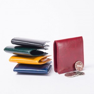 Bonito bolso de moeda de coiro plegable apretado, organizador de carteira de 5 cores dispoñibles con peche de botón para viaxar o uso diario para homes mulleres