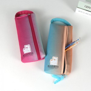 Slim fit design iridescent polyester pencil pouch pen case pen holder organizer with zipper closure with handle large capacity cosmetic bag for school stationery office business for kids teens stud...
