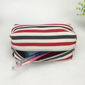 Bolsa de lapis de raias coloridas con asa organizador de estuches cosméticos material escolar de oficina Fábrica OEM de China