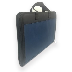 Μαύρο και μπλε πολυεστερικό επεκτεινόμενο φάκελο εγγράφων οργάνωσης τσάντας αρχείων με κλείσιμο με φερμουάρ και λαβή με επιπλέον εξωτερική τσέπη με φερμουάρ με 13 πλαστικές τσέπες AZ με επένδυση A4 και μέγεθος letter για σχολή επιχειρήσεων γραφείου για όλες τις ηλικίες