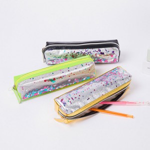 Csillogó flip megfordítható színek változás csillogó flitter bőr PVC ceruza tasak tolltartó kozmetikai smink szervező táska pénztárca 5 színben kapható kínai OEM gyári kínálat
