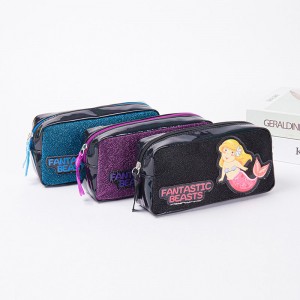 ສັດ Funny ຫນັງ polyester ມີ zipper ປິດ 3 ສີ stationery pencil pouch pen case zipper bag China OEM ໂຮງງານສະຫນອງ