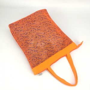 Vintage mesh fabric storage handbag shopping bag organizer reusable tote