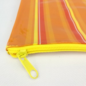 Farverigt iriserende stribemønster PVC-binderpose blyanttaske med lynlåslukning med 3-runde ringe 4 farver tilgængelig fantastisk gave til børn teenagere voksne til daglig brug på skolekontoret