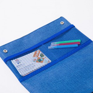 Polyester pliable double 3 couleurs disponibles avec 2 poches intérieures en maille avec bouton-pression sac à cosmétiques organisateur sac à main grand sac de rangement à fermeture éclair pochette à crayons étui à stylos