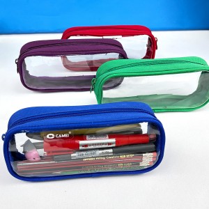 Square sharp sharp transparent PVC poly pencil pouch pen case 5 color available with zipper closure toiletry pouch great gift for kids teens adult ສໍາ​ລັບ​ອຸ​ປະ​ກອນ​ໂຮງ​ຮຽນ​ຫ້ອງ​ການ​ປະ​ຈໍາ​ວັນ​ຈີນ OEM ໂຮງ​ງານ​ຜະ​ລິດ