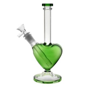 Търговия на едро с висококачествен бонг във формата на сърце, стъклена водна тръба, стъклена чаша бонг с персонализиран цвят