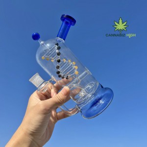 තොග කරකැවිය හැකි DNA වීදුරු Rig Bong Glass Water Pipe Glass recycler Bong අභිරුචි ලාංඡනය සහිත