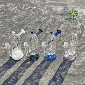 الجملة تدوير الحمض النووي الزجاج تلاعب بونغ الزجاج أنابيب المياه الزجاج إعادة التدوير بونغ مع شعار مخصص