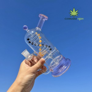საბითუმო მბრუნავი დნმ-ის მინის Rig Bong Glass Water Pipe Glass recycler Bong მორგებული ლოგოთი
