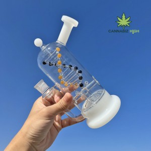 ขายส่งแก้วหมุนได้ DNA Rig Bong Glass Water Pipe Glass recycler Bong พร้อมโลโก้ที่กำหนดเอง