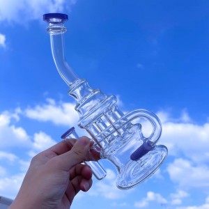 Wholesale High-quality Glass Rig Bong Glass Water Pipe Glass recycler Bong with Custom Logo