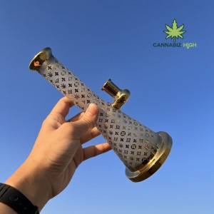 Wholesale High-quality Sandblast and Plating Glass Rig Bong Glass Water Pipe Glass recycler Bong