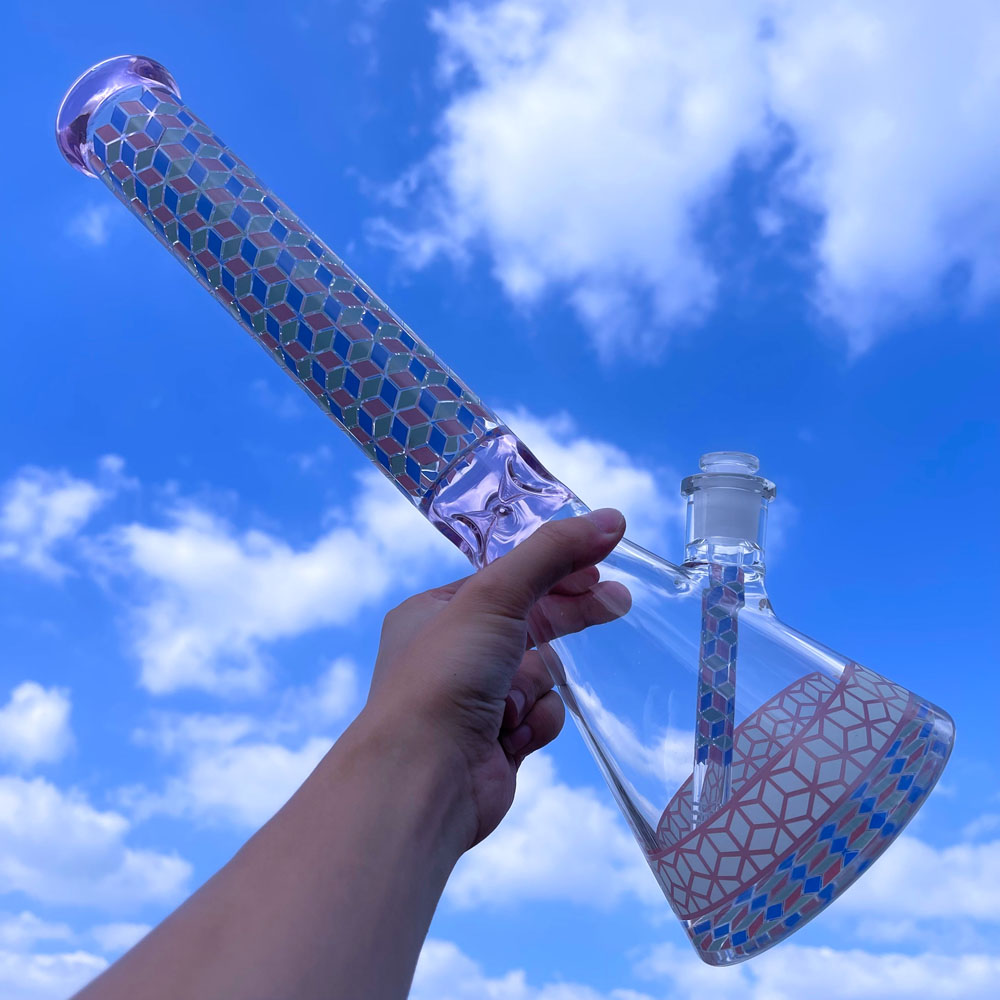 Veľkoobchod Vysokokvalitné pieskovanie skla do hĺbky fajčenia Sklenená fajka s hrubým dnom Beaker Bong Featured Image