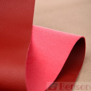 Awét Faux Beureum Microfiber PU Kulit pikeun Upholstery Otomatis