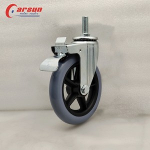 Seòrsa snàithle 5-òirlich aotrom Caster Stem Castor Blue PVC Caster Wheel