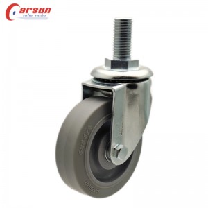 Threaded Stem caster 4 inch isi awọ TPR silent cast Laboratory trolley caster wheel