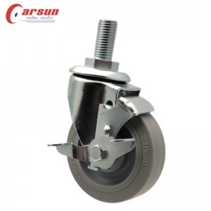 4inch TPR caster with side brake thread stem ລໍ້ caster ອຸດສາຫະກໍາ