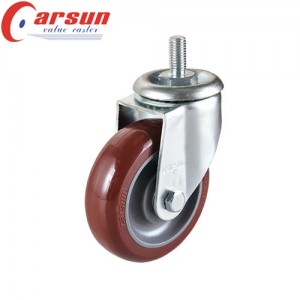 Carsun 2 لړۍ screw ډول polyurethane castors صنعتي casters