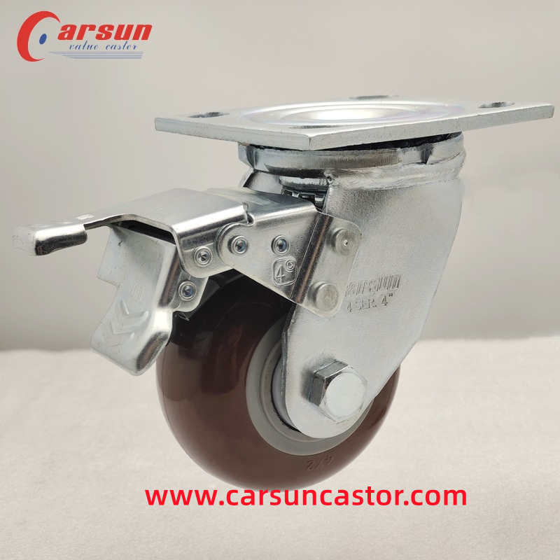 100mm Heavy Duty Industrial Casters ine Mutoro we207kg Red Polyurethane Swivel Casters for Trolleys Special Casters Featured Image