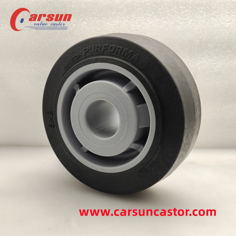 CARSUN 4 Series 5 Inch Flat Edge Black TPR Wheel 125mm Casters cuibhle rubair sàr-shintéiseach