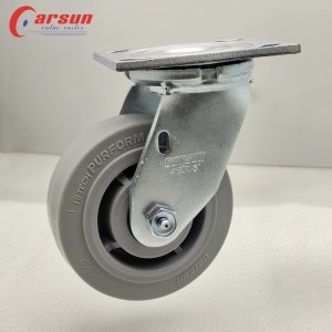 5 ນິ້ວ castor ອຸດສາຫະກໍາສີຂີ້ເຖົ່າ TPR silent caster ໂຮງງານຜະລິດ workbench swivel caster wheel