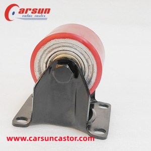 ຄວາມອາດສາມາດ 540kg Cast Iron Core Polyurethane Wheel Fixed Casters ອຸປະກອນຫນັກ Casters
