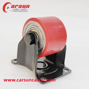 ຄວາມອາດສາມາດ 540kg Cast Iron Core Polyurethane Wheel Fixed Casters ອຸປະກອນຫນັກ Casters