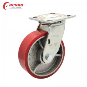 6 Inci Iron Core PU Caster Wheel Industrial Swivel Caster ƙafafun Ba tare da birki ba