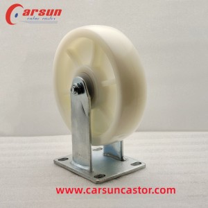 8 Inch Heavy Duty Casters 200mm White Nylon Rigid Industrial Caster Wheels