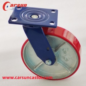 CARSUN 200x50MM Iron core polyurethane casters heavy duty 8 inch cast iron core pu swivel caster wheel