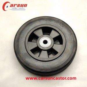 CARSUN 250mm Heavy Duty Wheels 10 Inch Swarte Solid Rubber Wheels