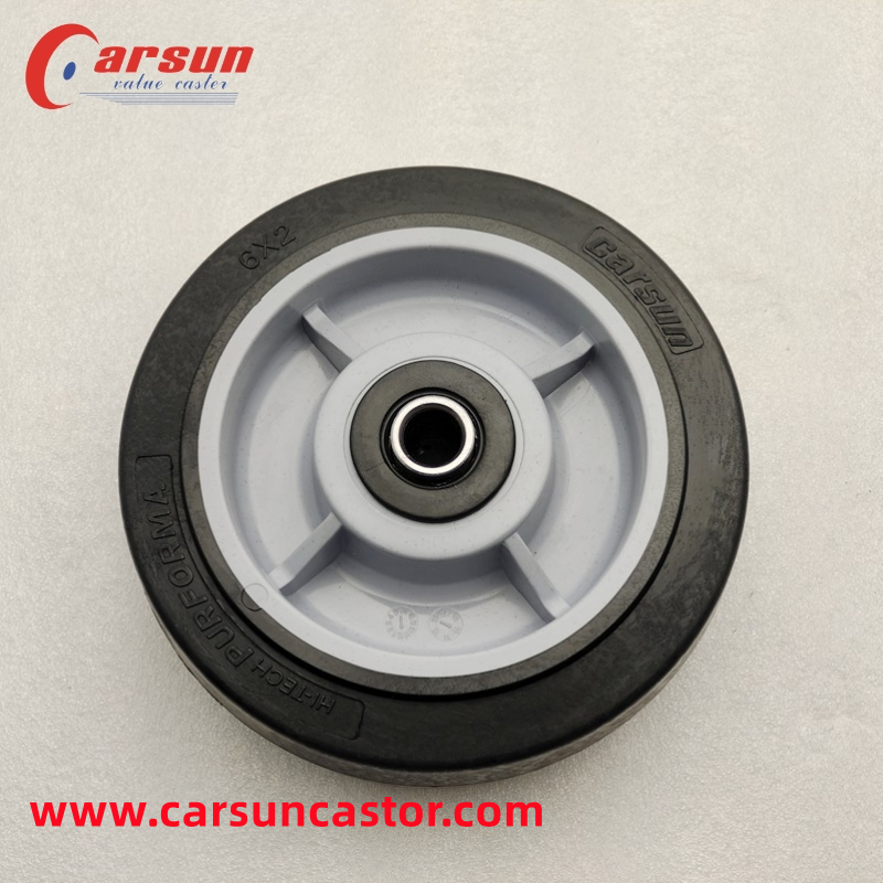 CARSUN 6 inch ສີດຳ TPR wheel Plastic solid heavy duty wheels 150mm Artificial rubber wheels With Roller bearing Featured Image