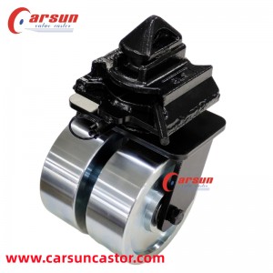 CARSUN 8 بوصة عجلة مزدوجة من الصلب المصبوب عجلات ثقيلة لحاويات الشحن مع قفل الاتجاه