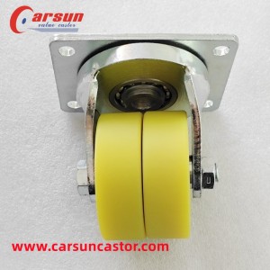 CARSUN Low Gravity Industrial Casters 3 Inch Aluminium Core Polyurethane Double Wheel Casters Robot Casters