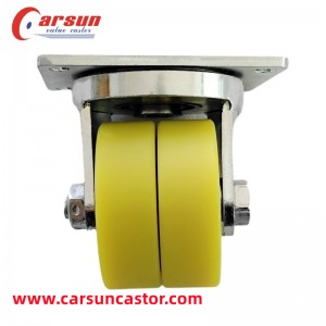 CARSUN Low Gravity Industrial Casters 3 Inch Aluminium Core Polyurethane Double Wheel Casters Robot Casters