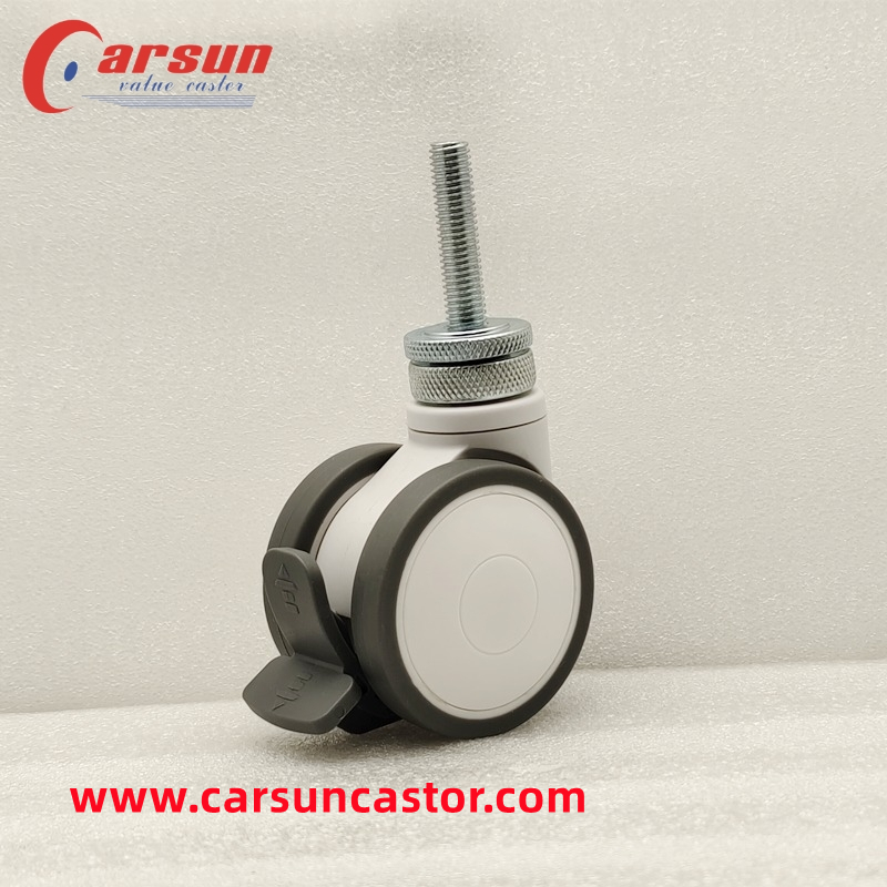 CARSUN OEM custom thread stem casters TPR silent durable 63mm medical caster thread stem castors medical bed wheels