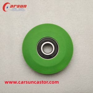 Carsun Medium Plastic Solid 100mm PU Wheel 4 Inch griene Polyurethane Wheel With Bearing