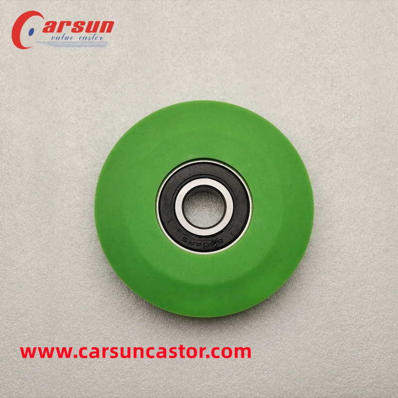 Carsun srednji plastični čvrsti 100 mm PU kotač 4 inča zeleni poliuretanski kotač s ležajem Istaknuta slika