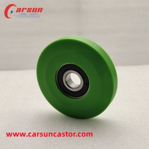 Carsun Medium Plastic Solid 100mm PU-pyörä 4 tuuman vihreä polyuretaanipyörä laakerilla