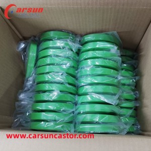 Carsun Medium Plastic Solid 100mm PU Wheel 4 Inch Green Polyurethane Wheel With Bearing