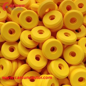 Carsun srednji plastični čvrsti 100 mm PU kotač 4 inča žuti poliuretanski kotač s ležajem