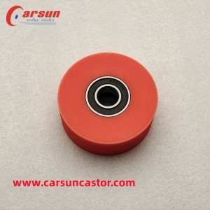 Carsun Medium Plastic Solid 76mm PU Daban 3 inch Red Polyurethane Dabarar Tare da Bearing