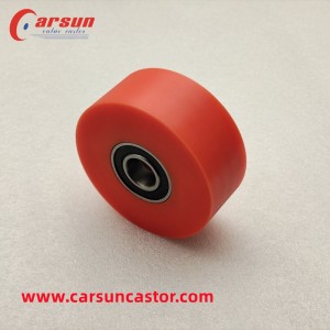 Carsun közepes műanyag tömör 76 mm-es PU kerék 3 hüvelykes piros poliuretán kerék csapággyal