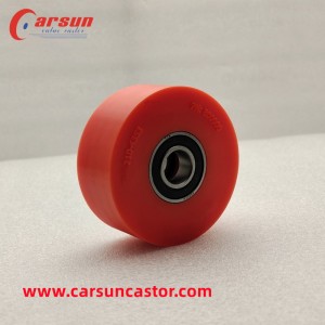 Carsun मीडियम प्लास्टिक सॉलिड 76mm PU व्हील 3 इंच लाल पॉलीयूरेथेन व्हील बियरिंग के साथ