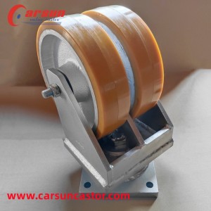 Ultra Swiere Industrial Casters 12 Inch Double Wheel Cast Iron Core PU Casters