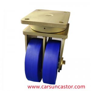 Bengkel penempaan khusus kastor industri super berat blue casting nilon roda ganda roda kastor putar dengan kapasitas beban 3 ton
