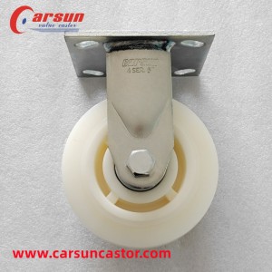 Heavy Duty Industrial Castors 5 Inch White Nylon Caster Wheels Rigid Casters